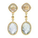 18K Gold Plated 14.42ctw Prasiolite 1.25" Drop Earrings