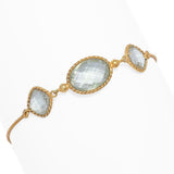 18K Gold Plated 9.19ctw Prasiolite 3-Stone Bolo Bracelet