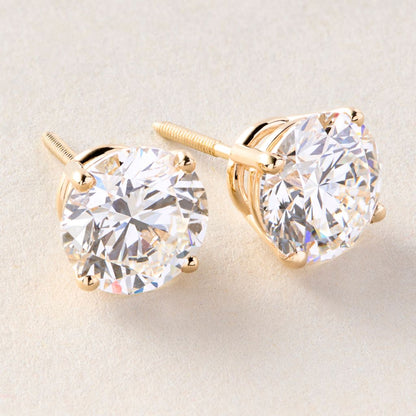 Peace Jewelers 14K Gold Choice of 3, 4 or 5 Carat Lab-Grown Diamond 4-Prong Basket Solitaire Stud Earrings