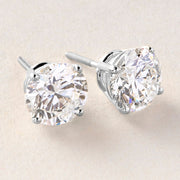 Peace Jewelers 14K Gold Choice of 3, 4 or 5 Carat Lab-Grown Diamond 4-Prong Basket Solitaire Stud Earrings