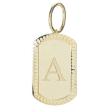 14K Italian Gold Dog Tag Initial Pendant