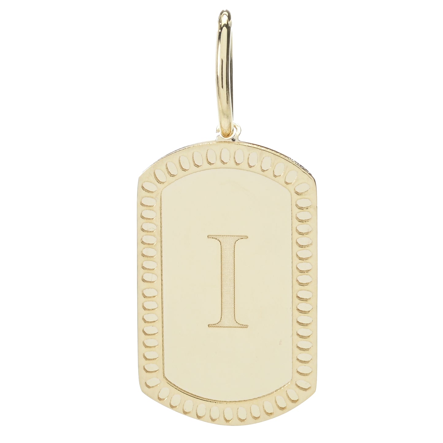 14K Italian Gold Dog Tag Initial Pendant