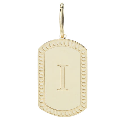 14K Italian Gold Dog Tag Initial Pendant