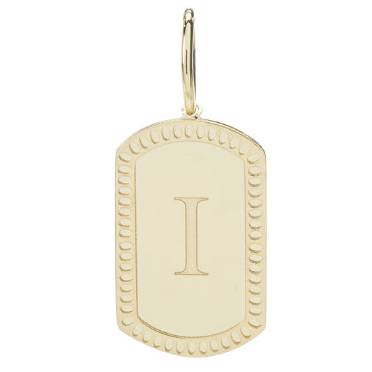 14K Italian Gold Dog Tag Initial Pendant