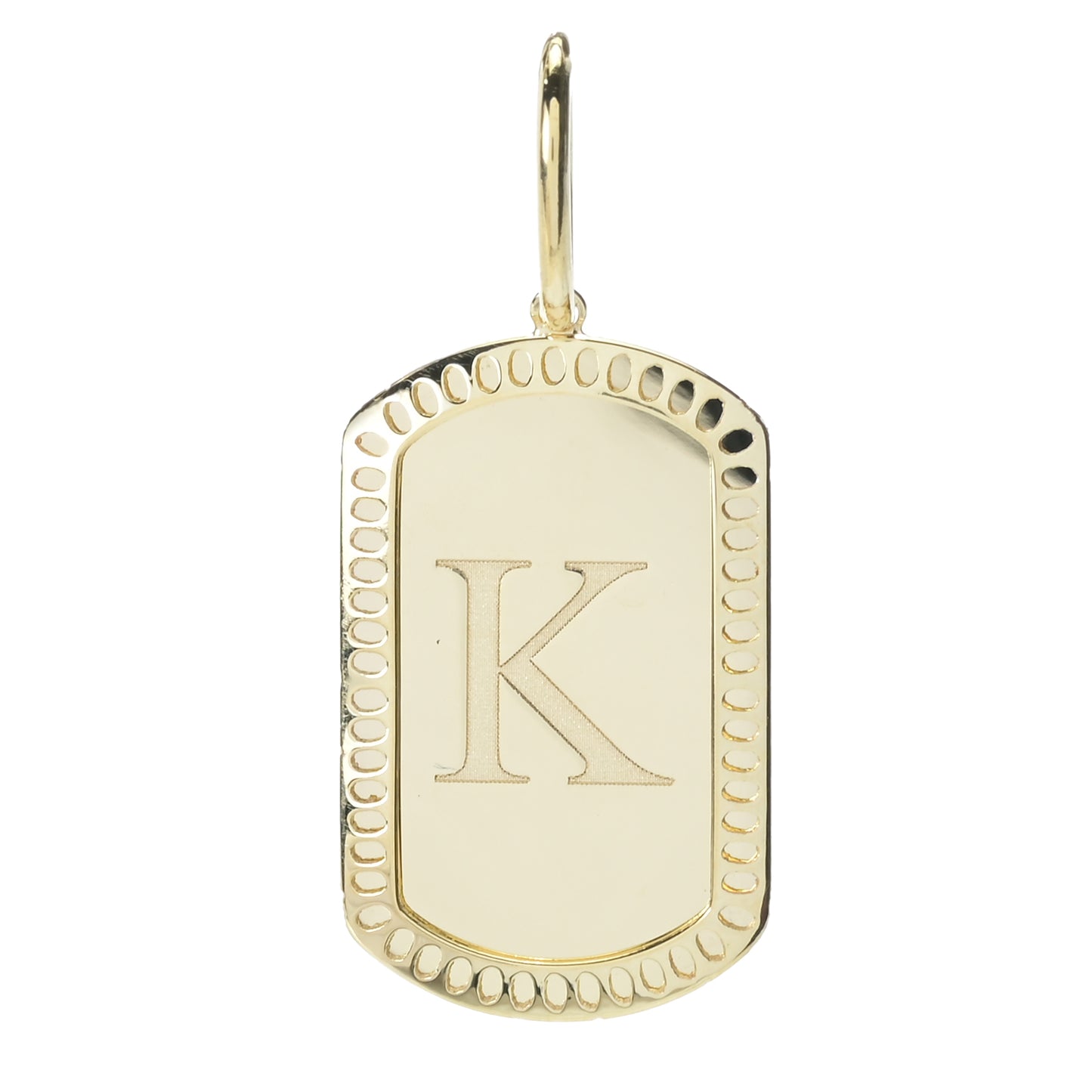 14K Italian Gold Dog Tag Initial Pendant