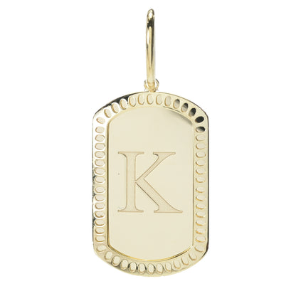 14K Italian Gold Dog Tag Initial Pendant