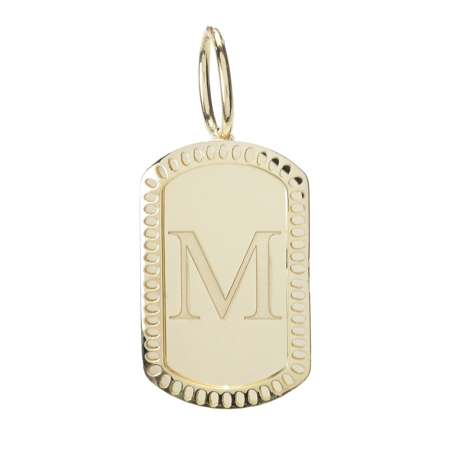 14K Italian Gold Dog Tag Initial Pendant