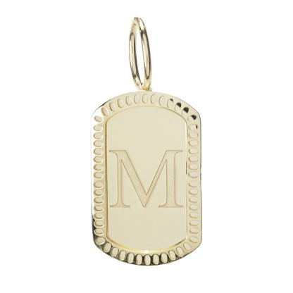 14K Italian Gold Dog Tag Initial Pendant