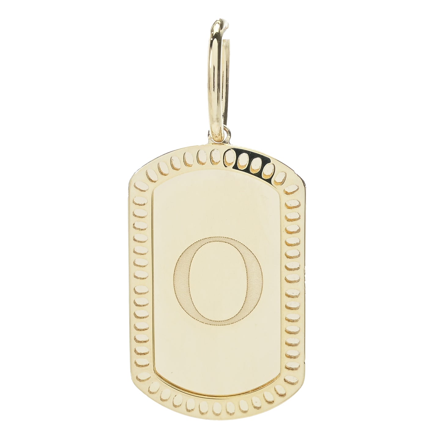 14K Italian Gold Dog Tag Initial Pendant