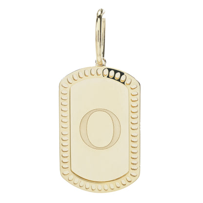 14K Italian Gold Dog Tag Initial Pendant