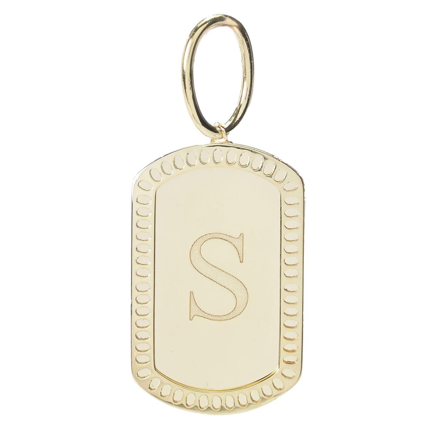 14K Italian Gold Dog Tag Initial Pendant