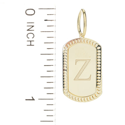 14K Italian Gold Dog Tag Initial Pendant