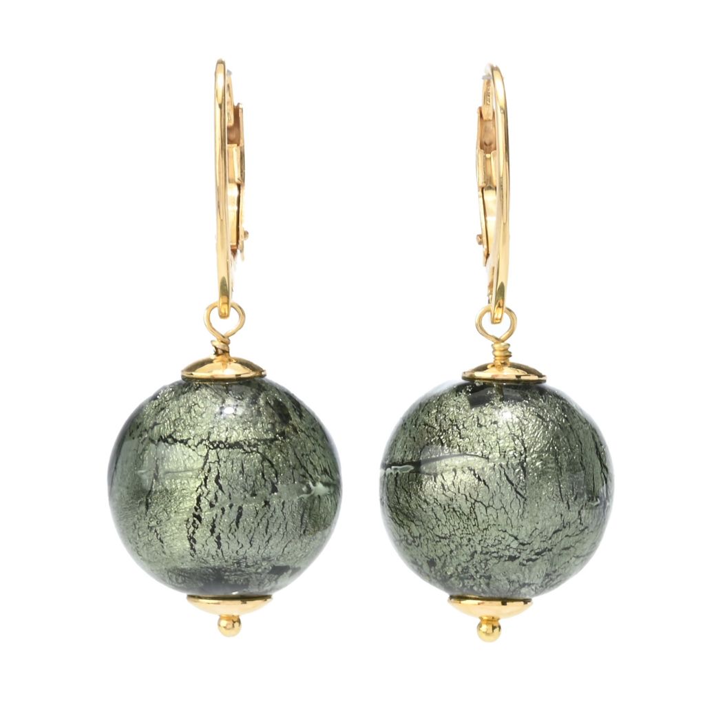 18K Gold Plated Murano Glass Bead Drop Earrings
