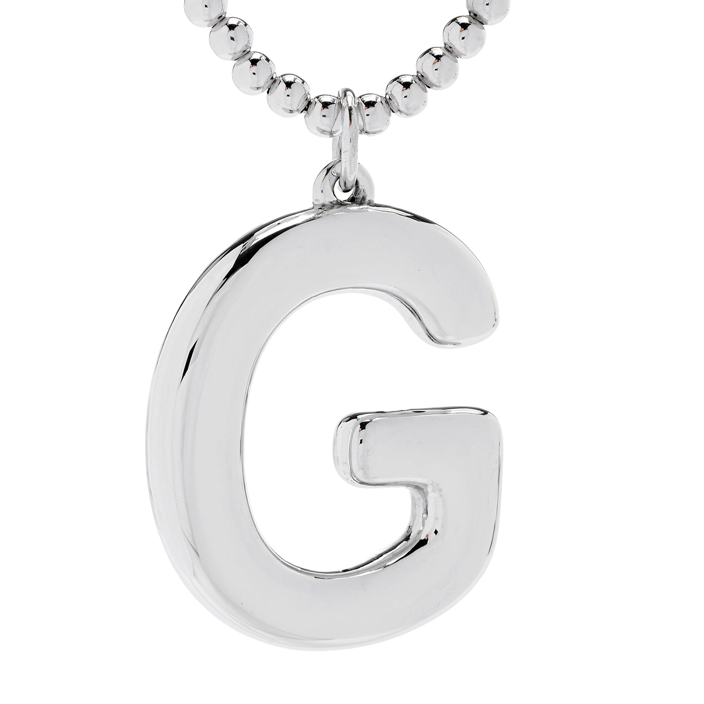 Sorrento Sterling Silver Initial Pendant & Bead Chain Necklace