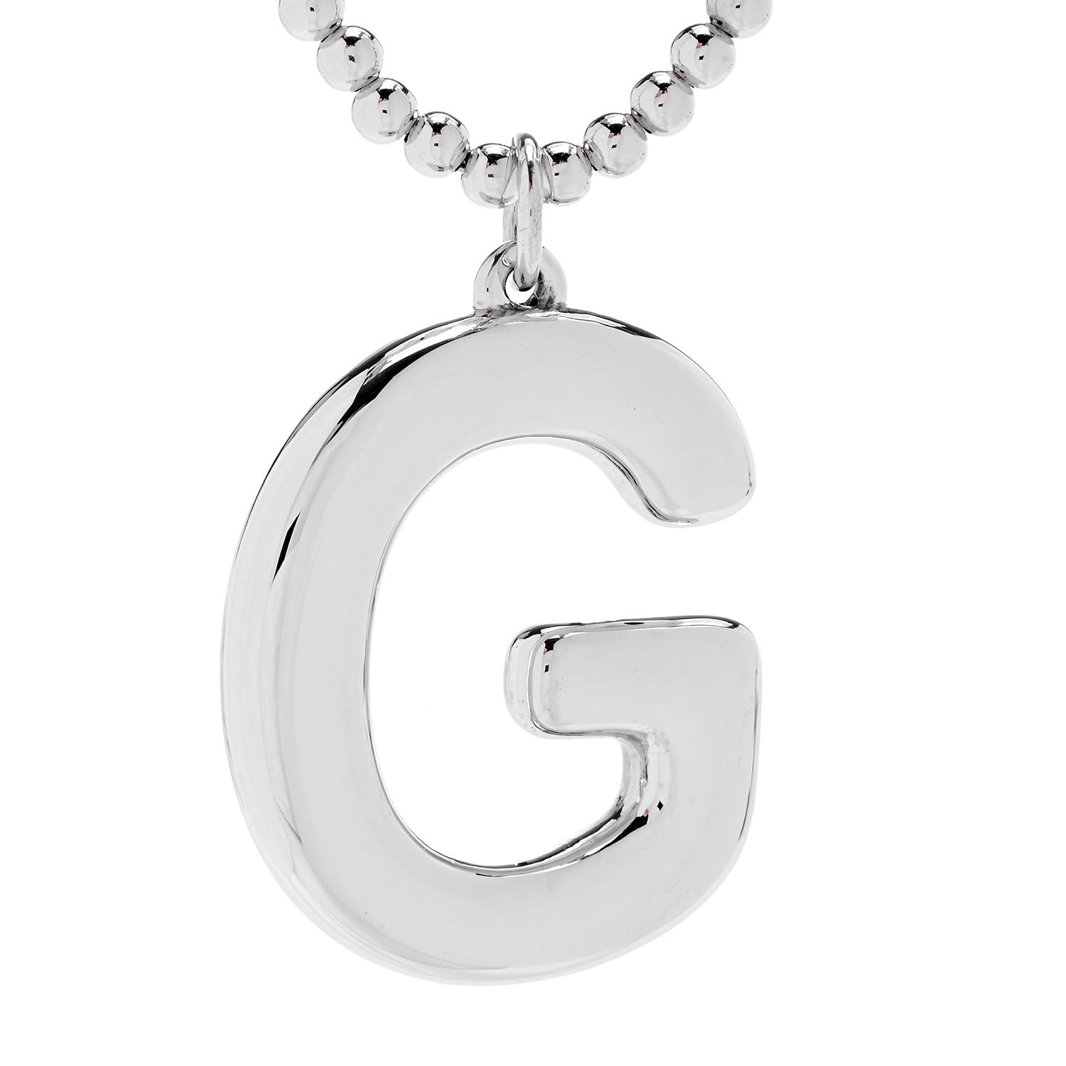 Sorrento Sterling Silver Initial Pendant Bead Chain Necklace