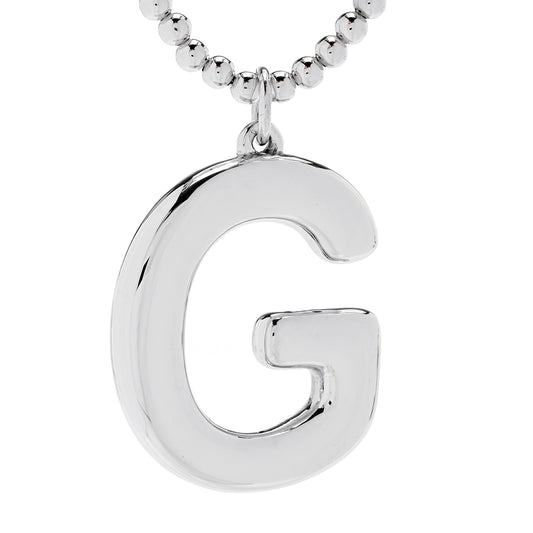 Sorrento Sterling Silver Initial Pendant & Bead Chain Necklace