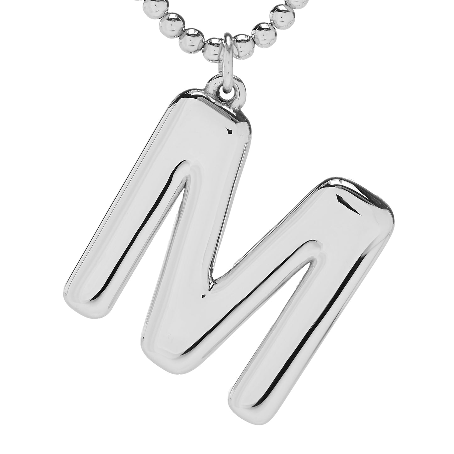 Sorrento Sterling Silver Initial Pendant & Bead Chain Necklace