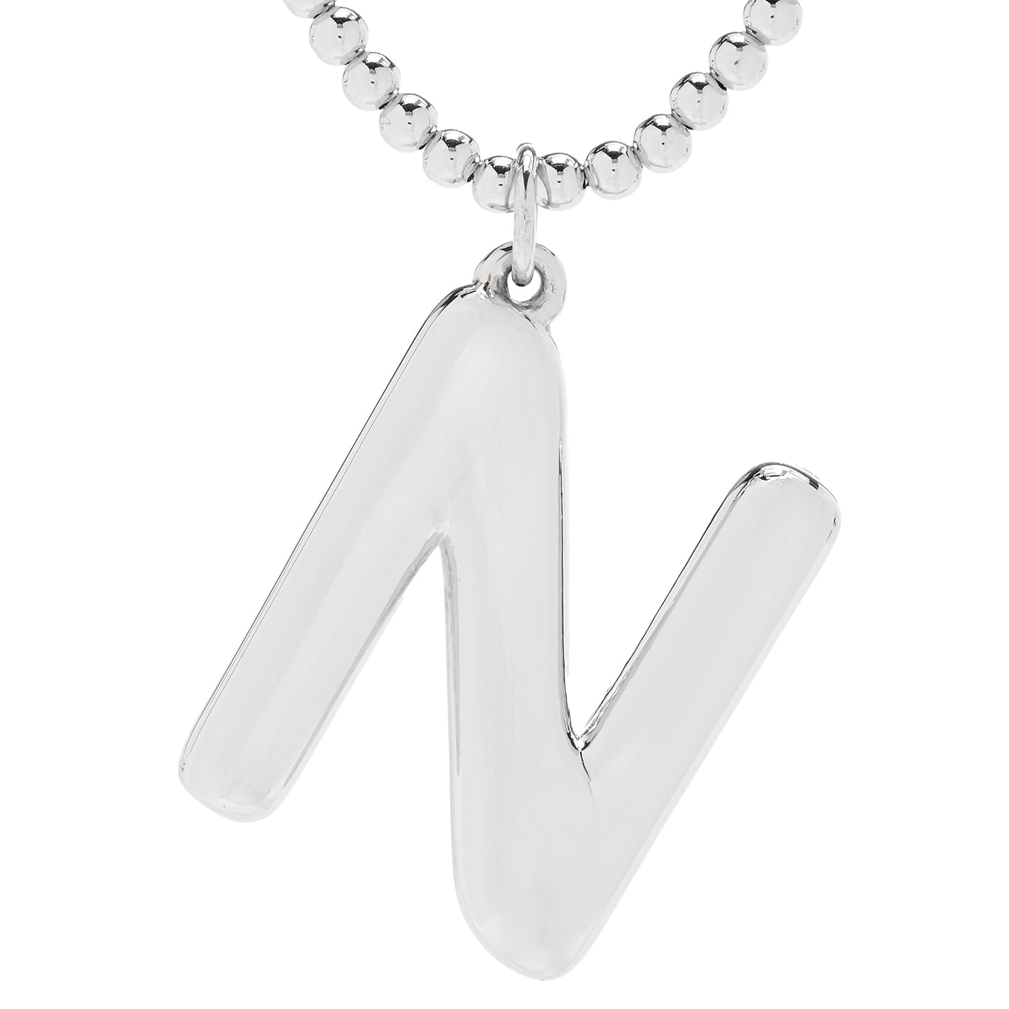 Sorrento Sterling Silver Initial Pendant & Bead Chain Necklace