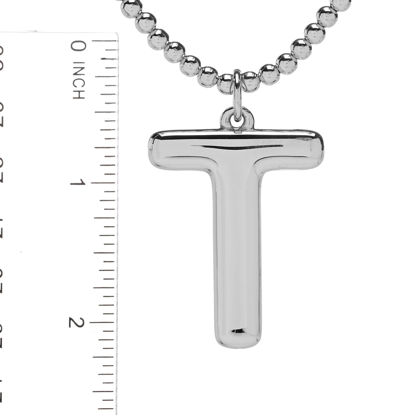 Sorrento Sterling Silver Initial Pendant & Bead Chain Necklace