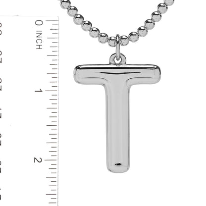 Sorrento Sterling Silver Initial Pendant & Bead Chain Necklace
