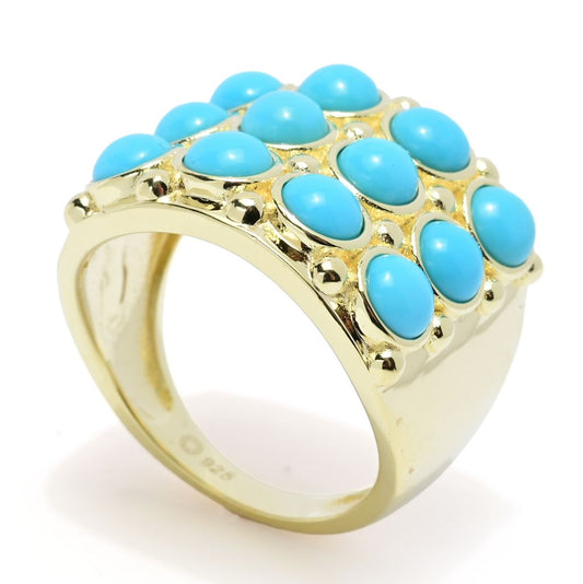Sterling Silver Sleeping Beauty Turquoise Triple Row Wide Band Ring