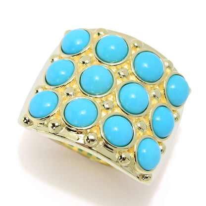 Sterling Silver Sleeping Beauty Turquoise Triple Row Wide Band Ring