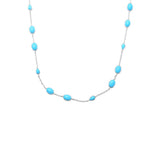 Platinum Plated Oval & Pear Sleeping Beauty Turquoise Station 18" Necklace