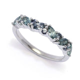 Platinum Plated 1.38ctw Montana Peacock Sapphire Stack Ring