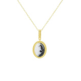 18K Gold Plated 14x10mm White Buffalo Textured Pendant w/ Chain