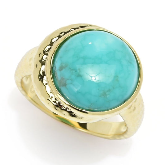 18K Gold Plated Campitos Turquoise Crescent Moon Ring