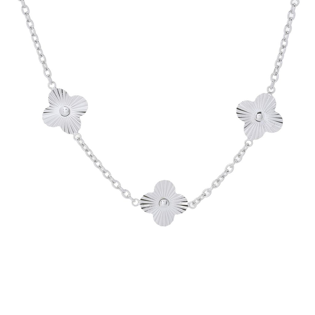 Toscana Italiana 18K Gold Plated or Platinum Plated Clover Station Necklace