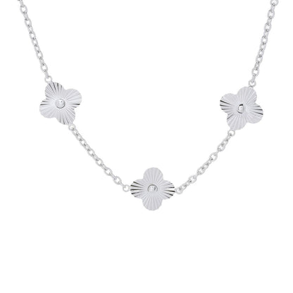 Toscana Italiana 18K Gold Plated or Platinum Plated Clover Station Necklace