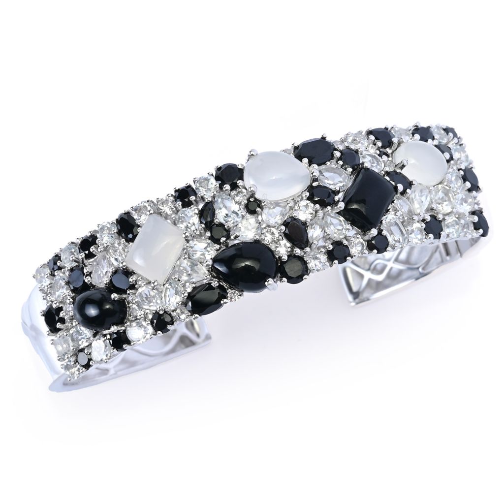 Gem Treasures Sterling Silver Choice of Gemstone Combo Cuff Bracelet