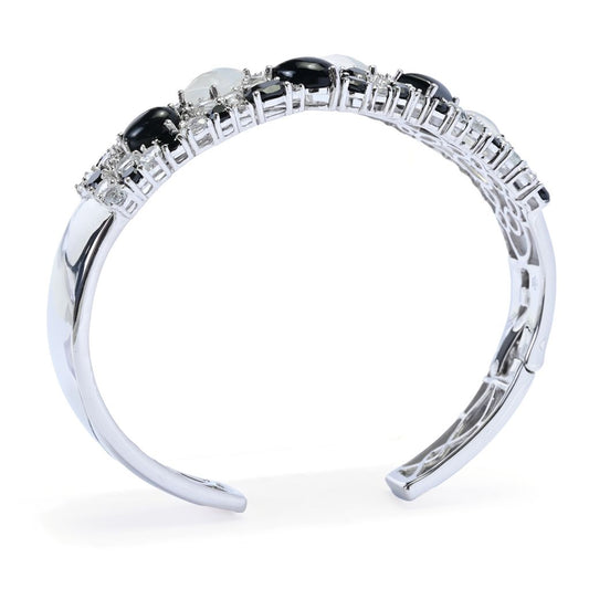 Gem Treasures Sterling Silver Choice of Gemstone Combo Cuff Bracelet