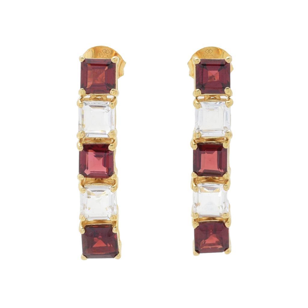 Gem Treasures 18K Vermeil 8.04ctw Garnet & White Topaz Earrings