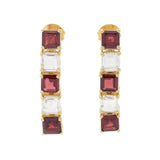 Gem Treasures 18K Vermeil 8.04ctw Garnet & White Topaz Earrings