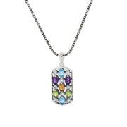 Artisan Silver by Samuel B. 4.29ctw Multi Gem Dog Tag Pendant w/ Chain