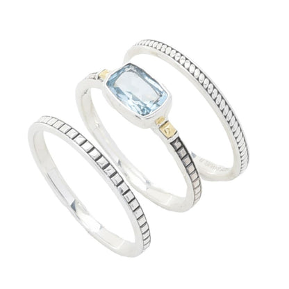 Artisan Silver by Samuel B. Choice of Gemstone Set of 3 Stack Band Rings