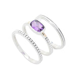 Artisan Silver by Samuel B. Choice of Gemstone Set of 3 Stack Band Rings