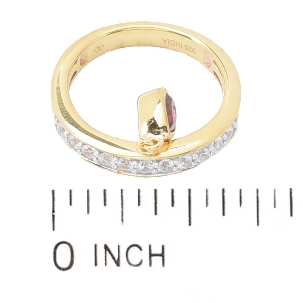 Gem Treasures 18K Vermeil 1.06ctw Garnet & White Zircon Charm Ring