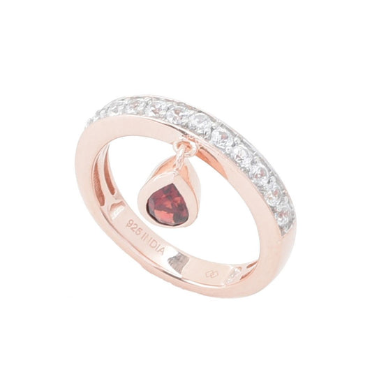 Gem Treasures 18K Vermeil 1.06ctw Garnet & White Zircon Charm Ring