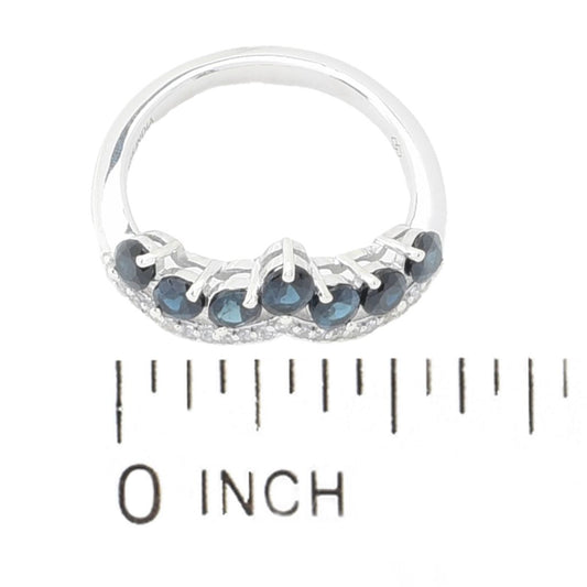 Gem Treasures 1.35ctw Indicolite & White Zircon Chevron Band Ring