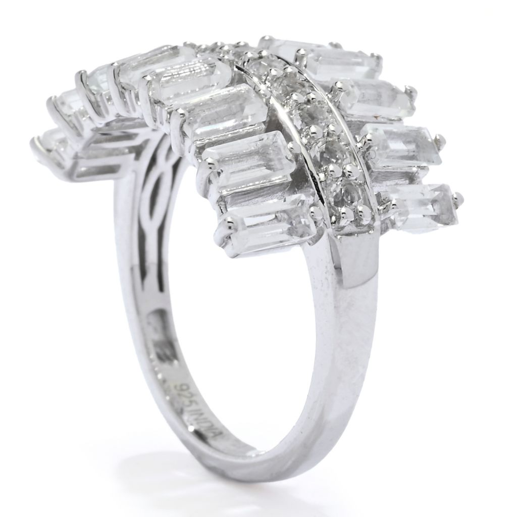 Gem Treasures Sterling Silver 2.48ctw White Topaz Wide Band Ring
