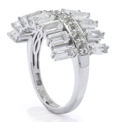 Gem Treasures Sterling Silver 2.48ctw White Topaz Wide Band Ring