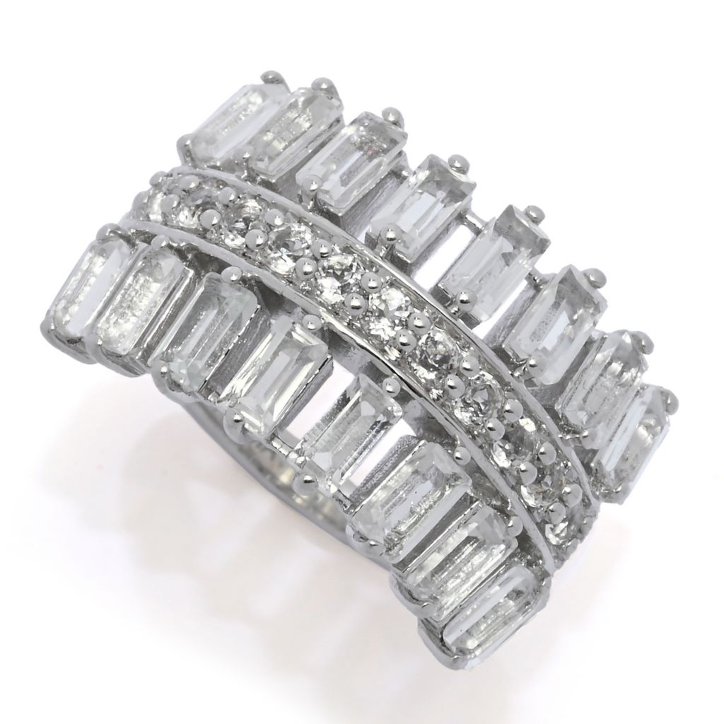 Gem Treasures Sterling Silver 2.48ctw White Topaz Wide Band Ring