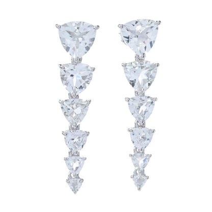 Gem Treasures 11.36ctw Trillion Cut Graduated White Topaz Earrings