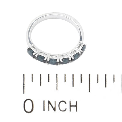 Gem Treasures Sterling Silver 1.02ctw Indicolite 6-Stone Band Ring