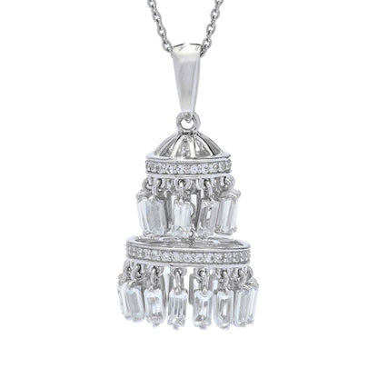 Gem Treasures 4.34ctw White Topaz Chandelier Pendant w/ 18"+2" Chain