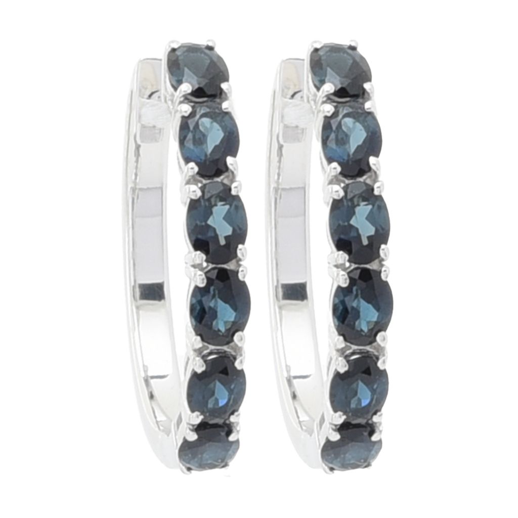 Gem Treasures Sterling Silver 2.04ctw Indicolite 6-Stone Hoop Earrings