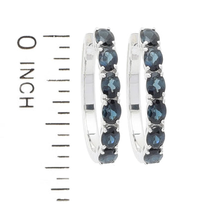 Gem Treasures Sterling Silver 2.04ctw Indicolite 6-Stone Hoop Earrings